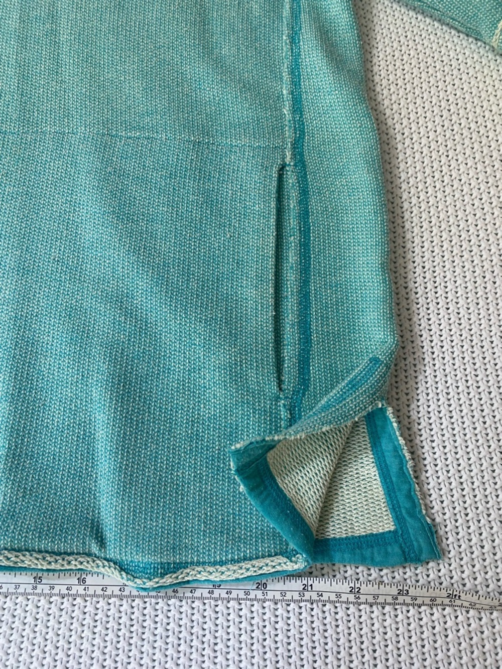 Soft Surroundings Turquoise Teal Hooded Pullover Cotton Poncho - Picture 8 of 8
